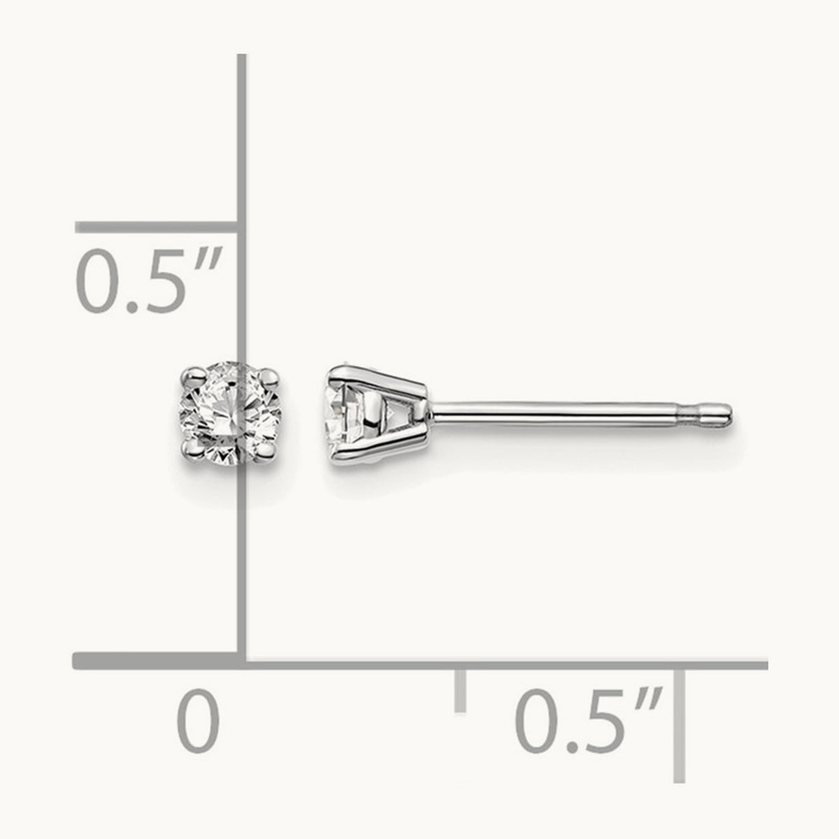 Round Diamond Stud Earrings — 14K White Gold, 0.21 ct tw, I1 J-K · push back