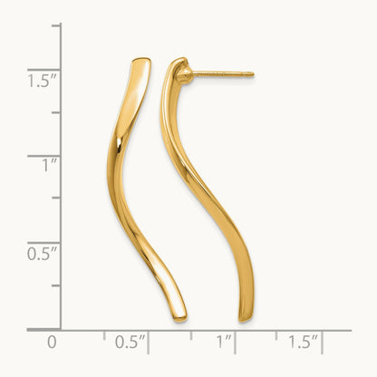 Long Curled Post Earrings — 14K Yellow Gold