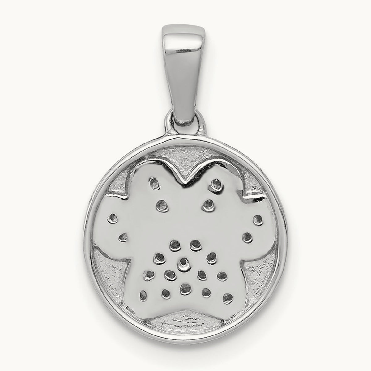 Diamond Paw Print in Circle Pendant, 14K White Gold