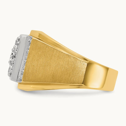 IBGoodman Men's Polished and Satin Diamond Cluster Ring, 14K Two-tone