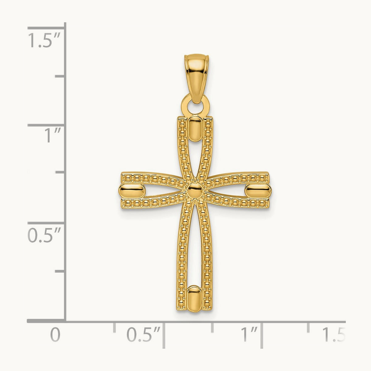 Beaded & Polished Cross Pendant — 33.24mm