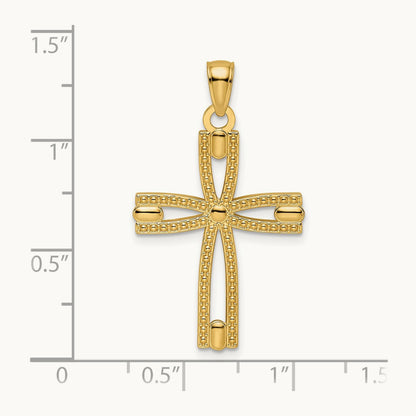 Beaded & Polished Cross Pendant — 33.24mm