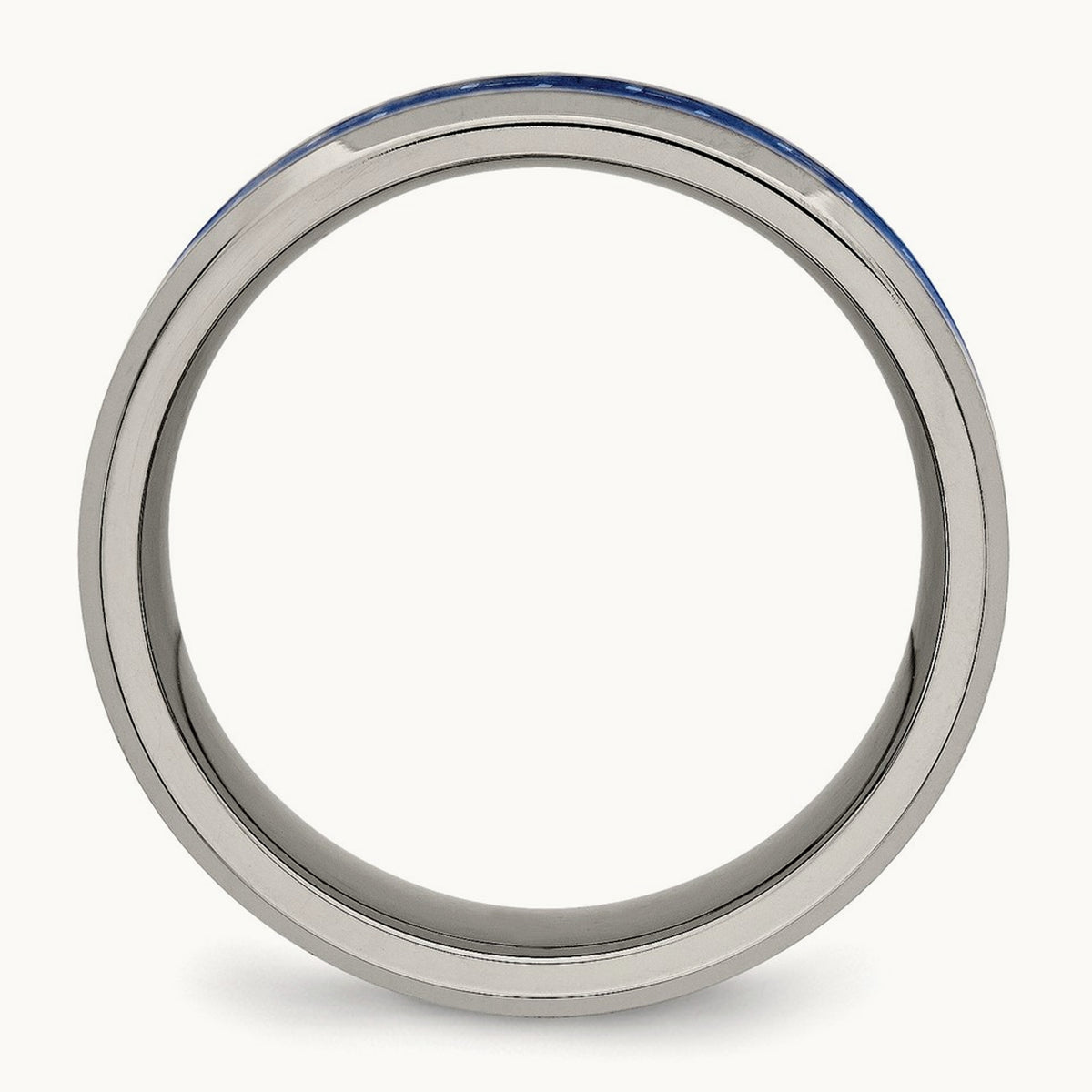 Polished with Blue Carbon Fiber Inlay Beveled Edge Band — photo set