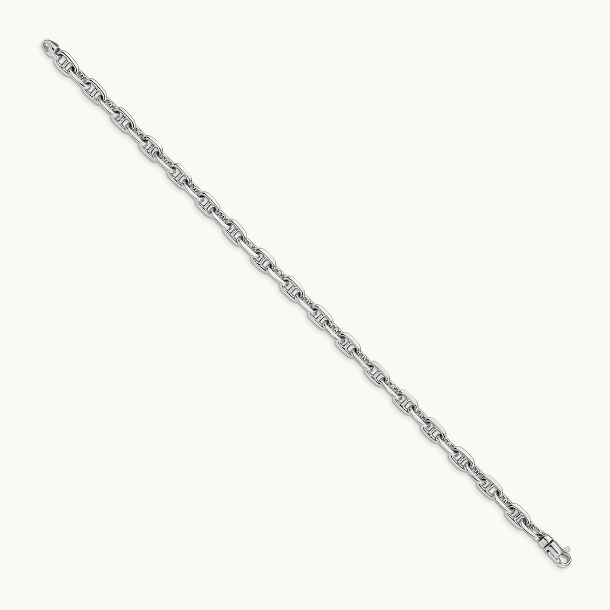 Hand-polished Fancy Link Bracelet — 14K White Gold