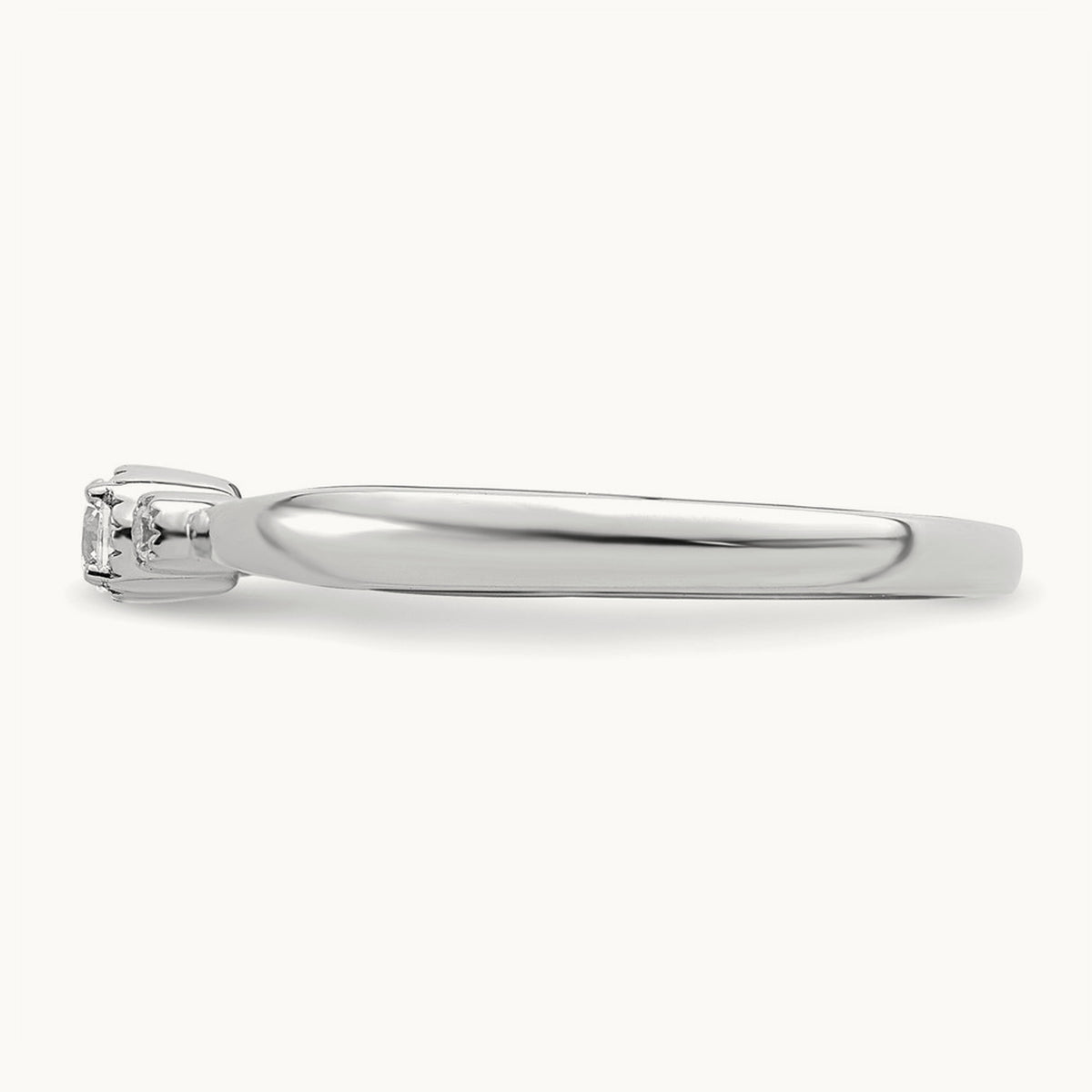 Petite Beaded Edge Round Complete Diamond Ring — 14K White Gold, 0.1 ct, 7