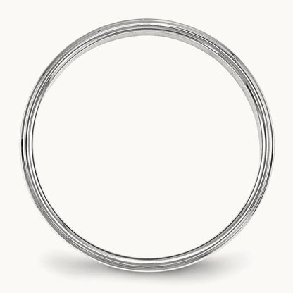 Flat with Step Edge Band, 4mm, 10K White Gold
