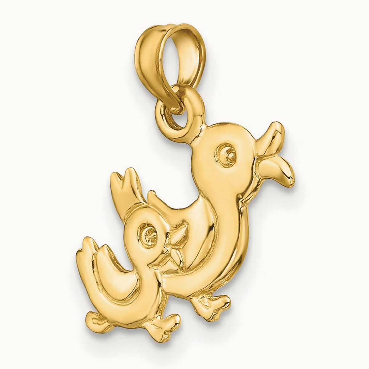 3-D Two Ducks Charm, 14K