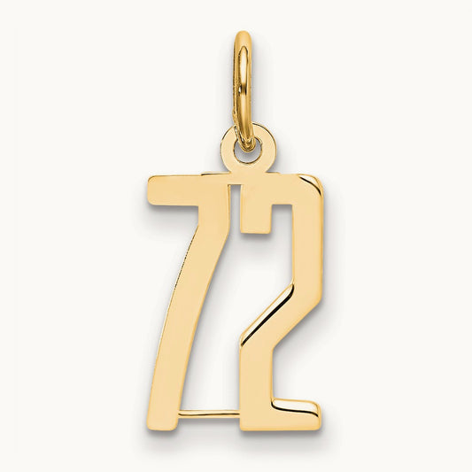 Small Elongated Number 72 Charm, 14K