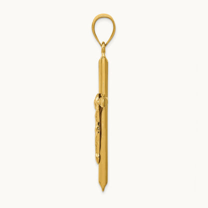 Polished Hollow Crucifix Pendant, 14K
