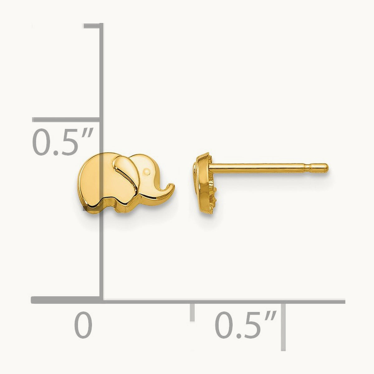 Polished Elephant Post Earrings, 14K
