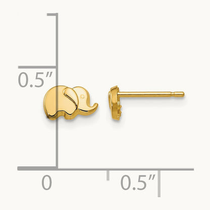 Polished Elephant Post Earrings, 14K