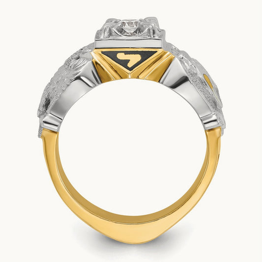 14ktt IBGoodman Men's Enamel & Diamond Eagle Masonic Shriner's Ring