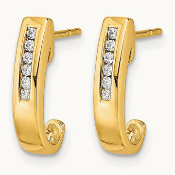 Diamond J-Hoop Post Earrings — photo set