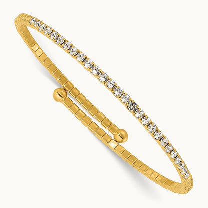 Flash Gold-tone Crystal Single Row Wrap Bracelet