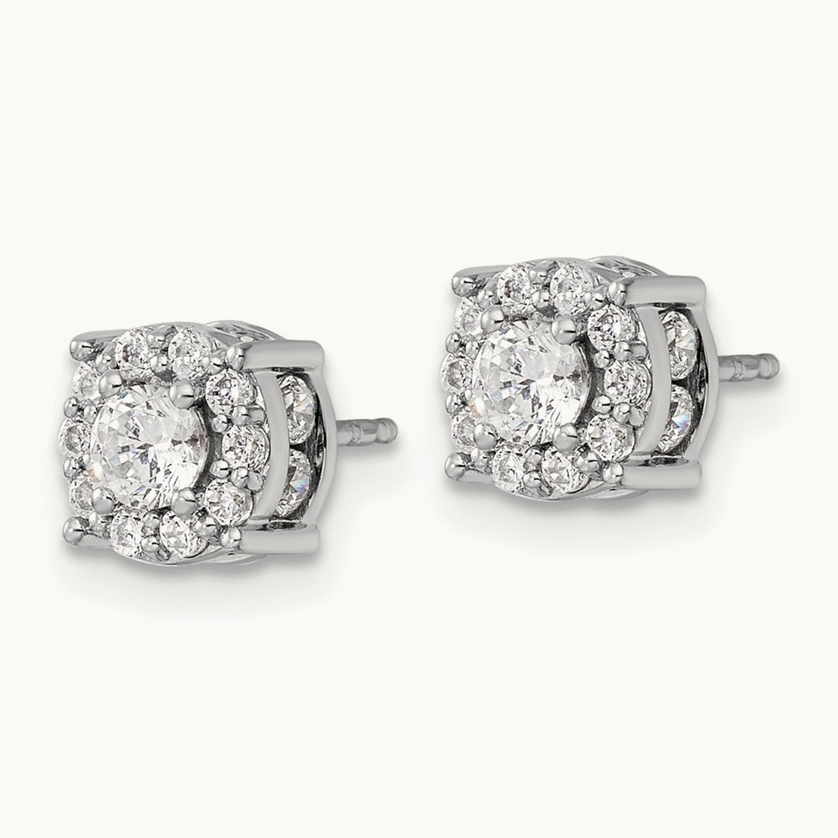 Round Halo Post Earrings, 1.00-2.00 ct tw Lab-Grown Diamond — 1 ct (2)
