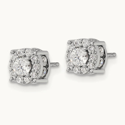 Round Halo Post Earrings, 1.00-2.00 ct tw Lab-Grown Diamond — 1 ct (2)