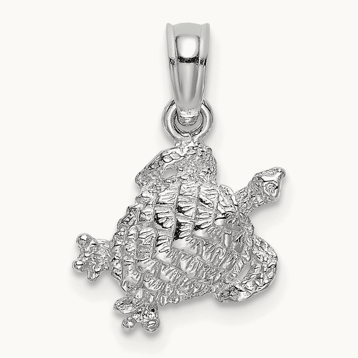 Textured Sea Turtle Charm — 14K White Gold