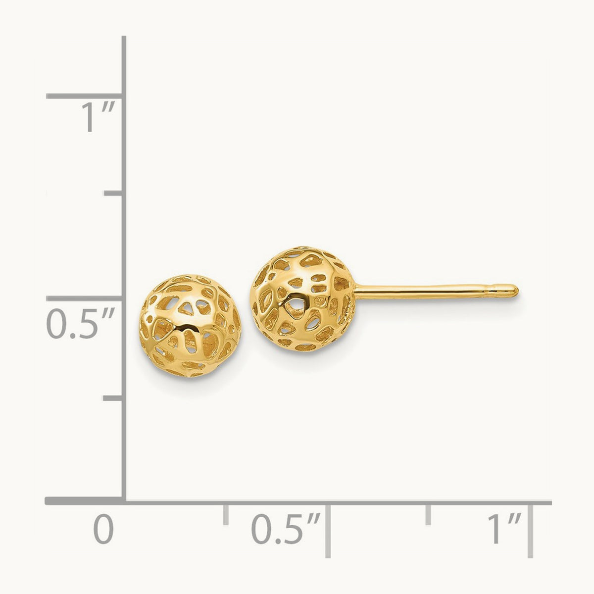Fancy Ball Post Earrings, 14K Yellow Gold