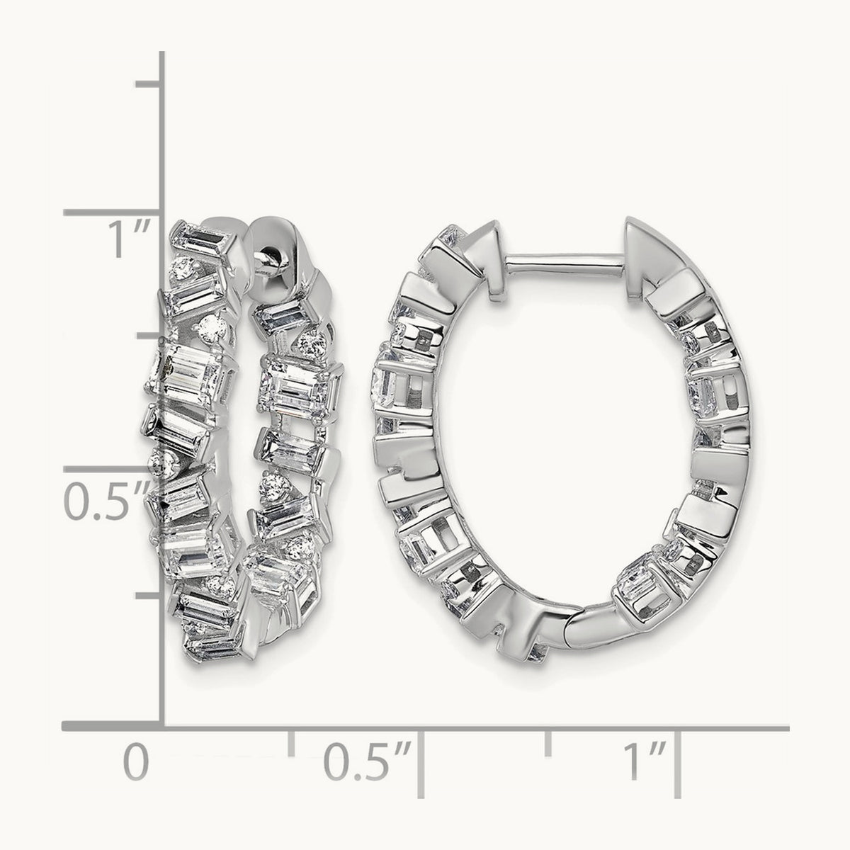 Hinged in/Out Hoop Earrings, 2.00 ct tw Lab-Grown Diamond — 14K White Gold