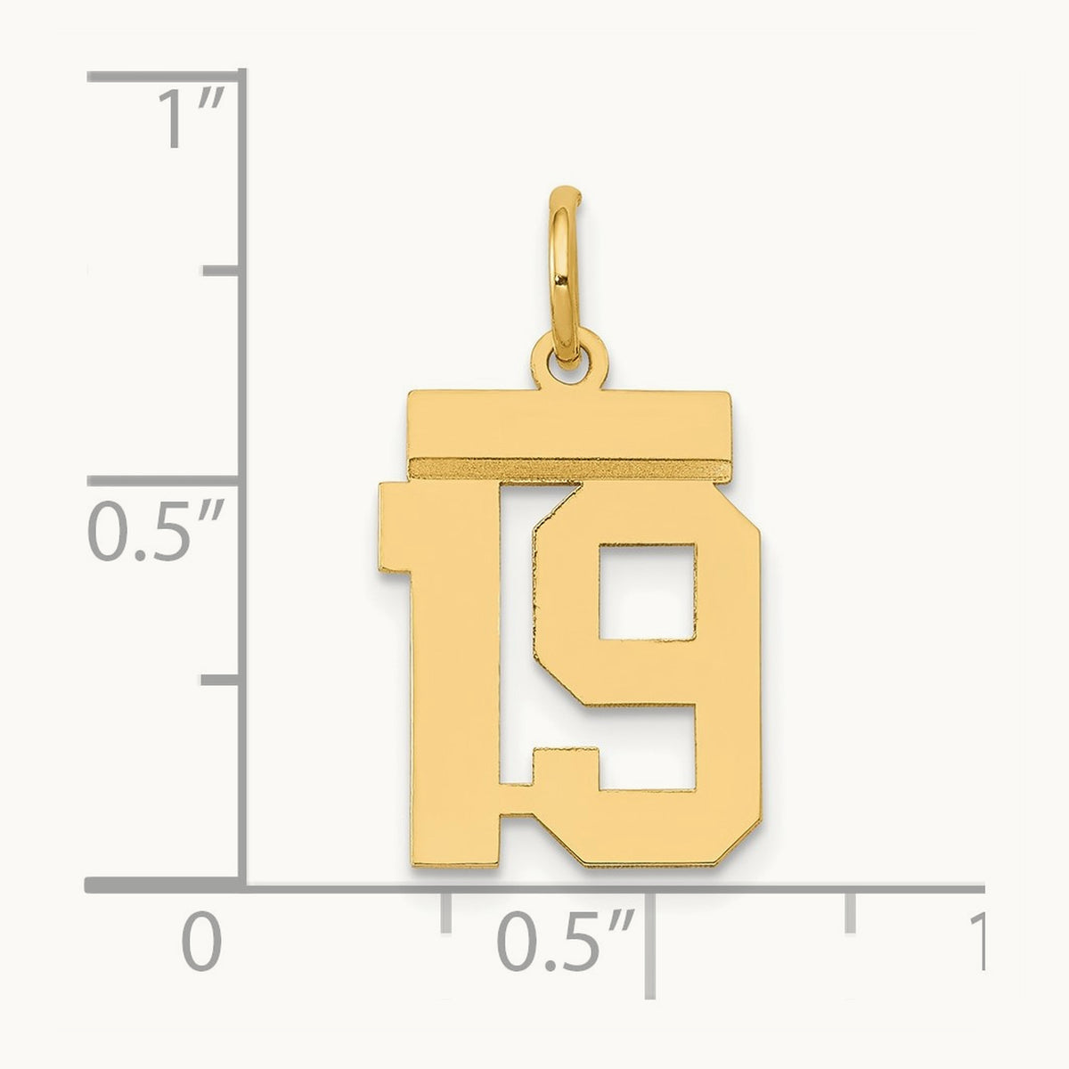 Small Polished Number 19 Charm, 14K
