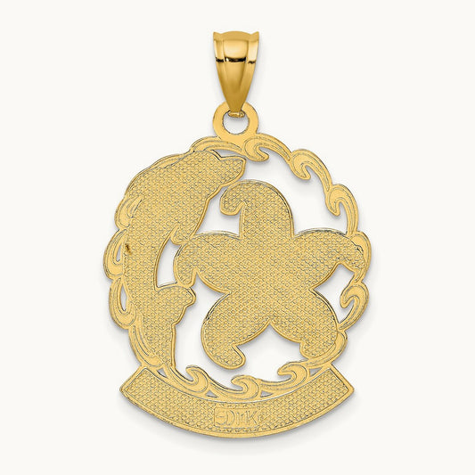 FLORIDA Starfish and Dolphin Wave Charm, 14K