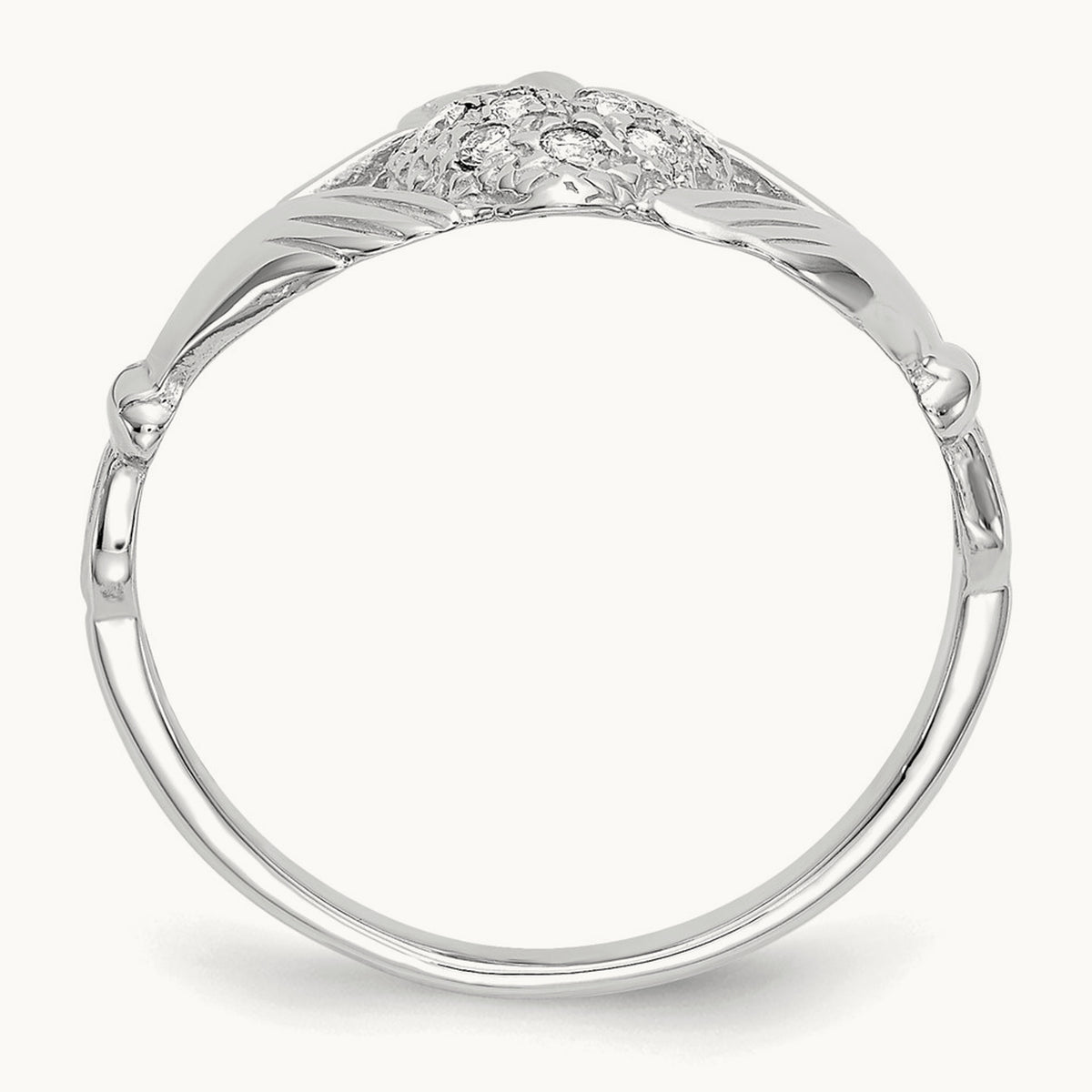 Diamond Claddagh Ring — 14K White Gold