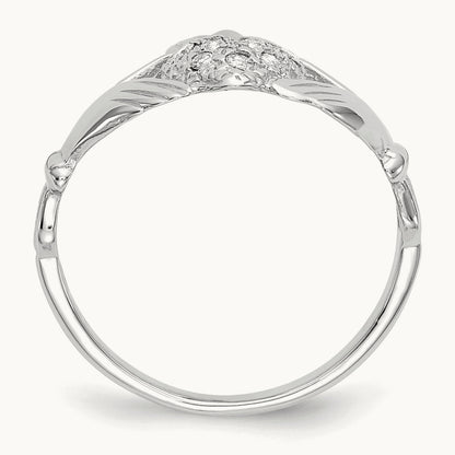 Diamond Claddagh Ring — 14K White Gold