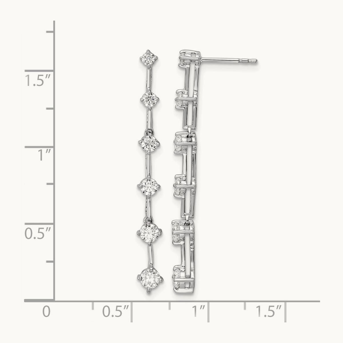 6 Stone Dangle Post Earrings, 1.00 ct tw Lab-Grown Diamond
