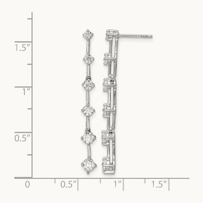 6 Stone Dangle Post Earrings, 1.00 ct tw Lab-Grown Diamond