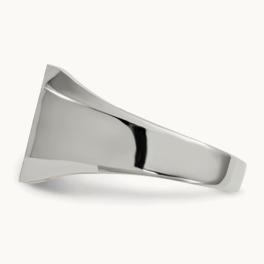 11.0x11. Open Back Men's Signet Ring, 0mm, 14K White Gold