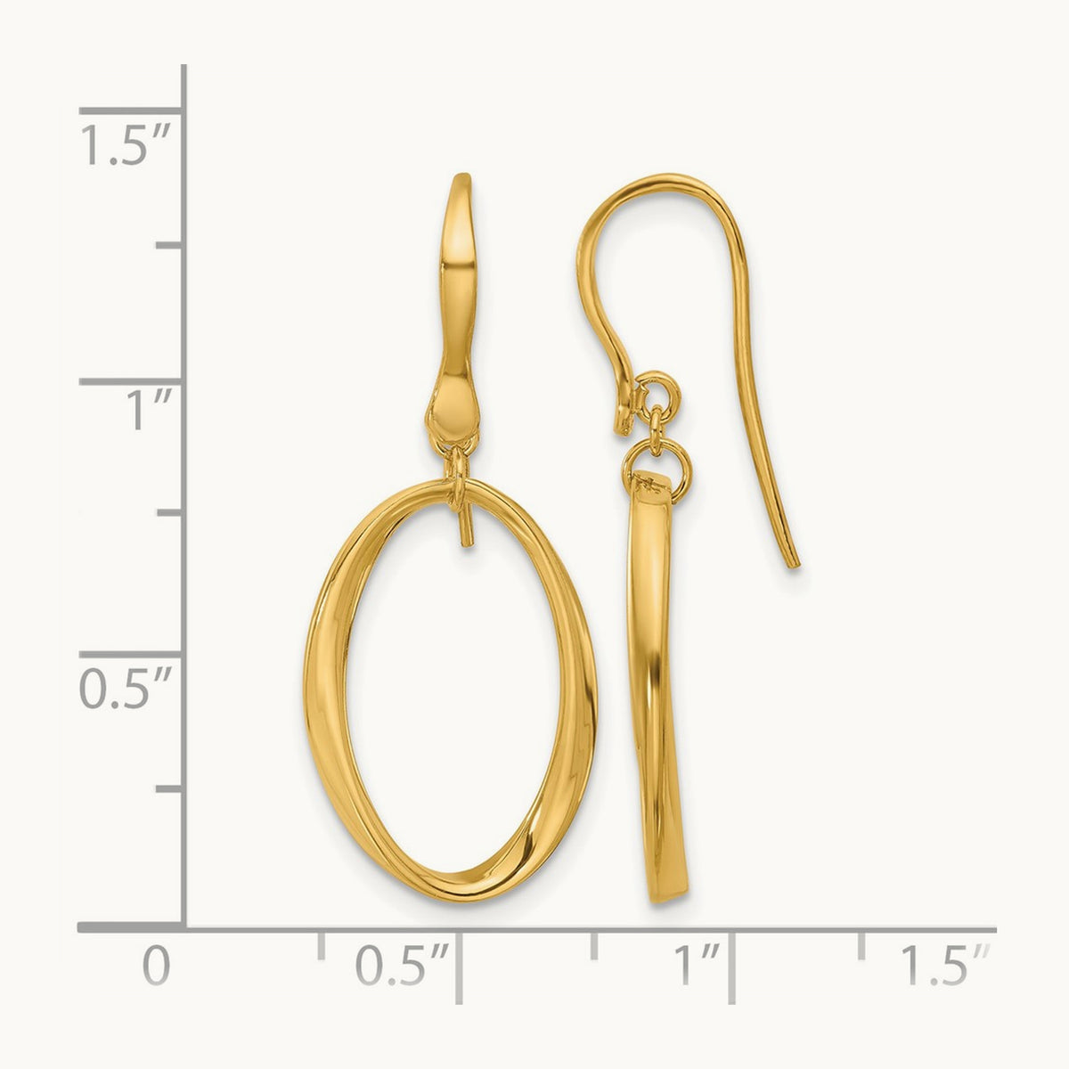 Polished Oval Shepherd Hook Dangle Earrings, 14K — Leslie's