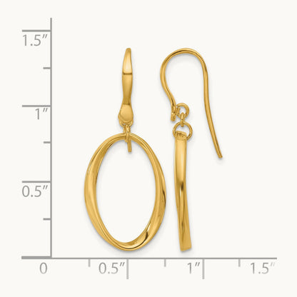 Polished Oval Shepherd Hook Dangle Earrings, 14K — Leslie's