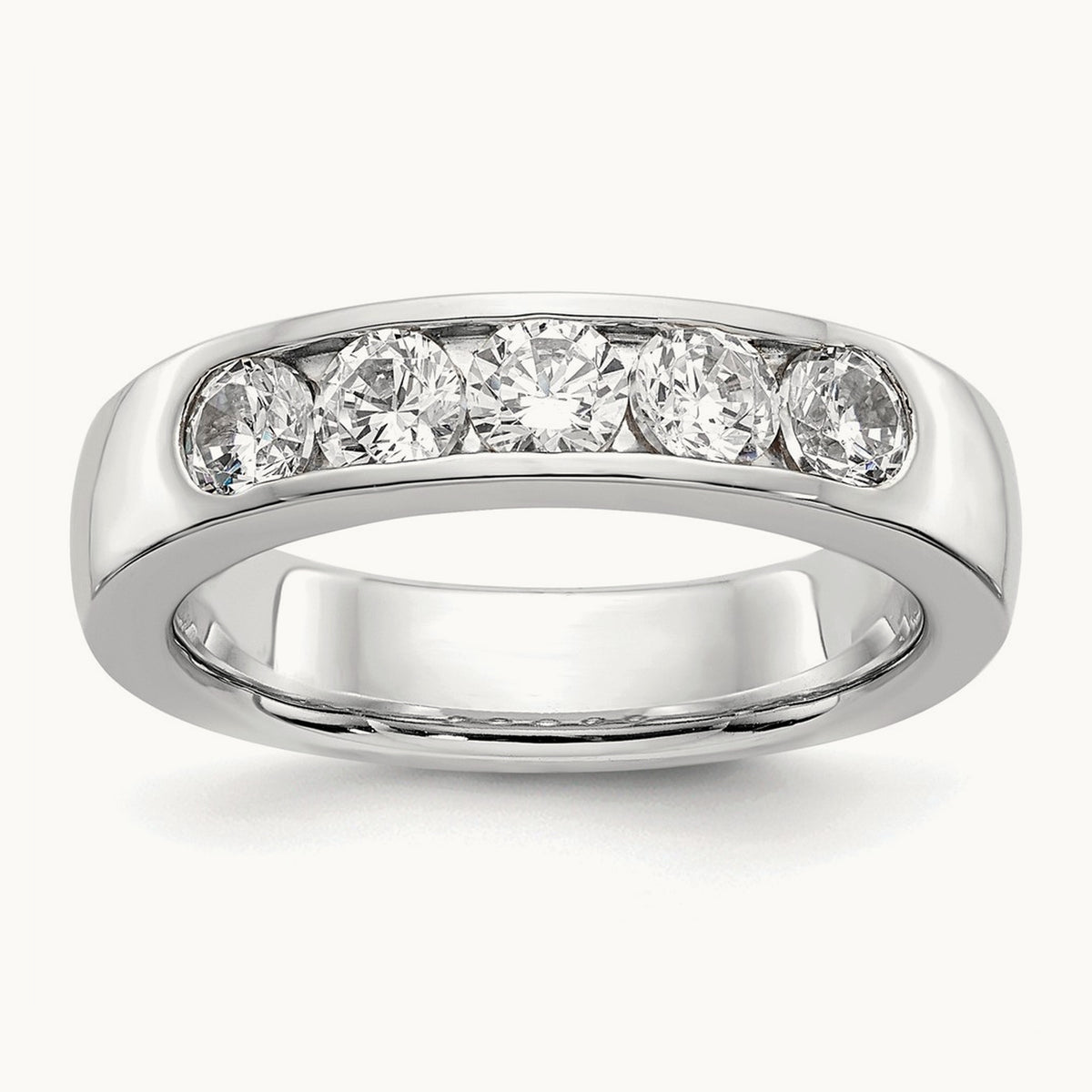 5-Stone Diamond Channel Band, 14K White Gold