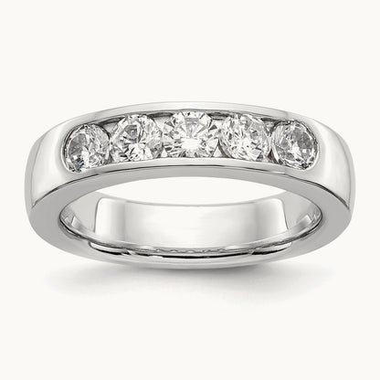 5-Stone Diamond Channel Band, 14K White Gold