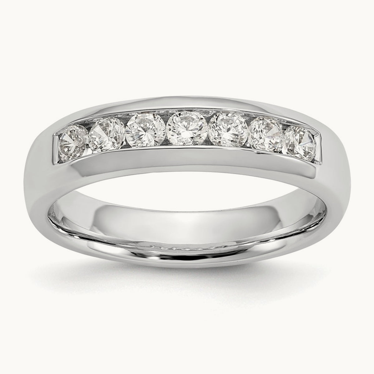7-Stone Diamond Channel Band, 14K White Gold