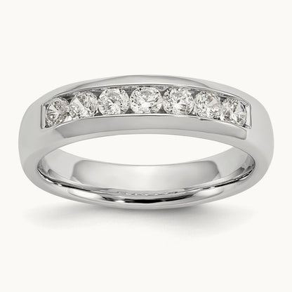 7-Stone Diamond Channel Band, 14K White Gold