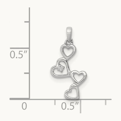 .01ct. Diamond Four Hearts Pendant, 14K White Gold