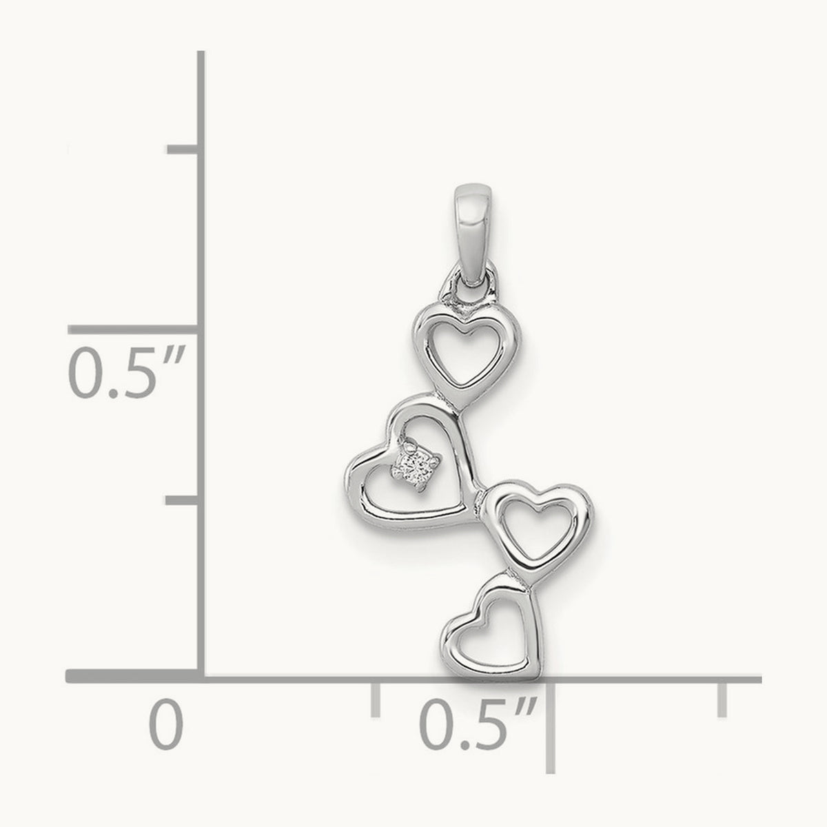 .01ct. Diamond Four Hearts Pendant, 14K White Gold