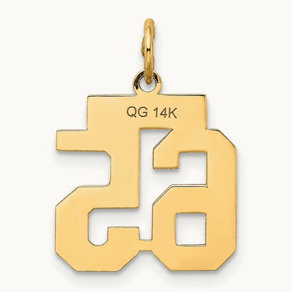 Small Satin Number 65 Charm, 14K