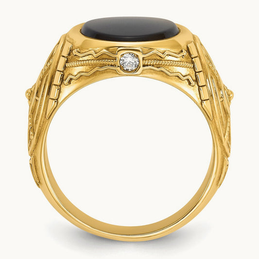Men's Onyx and Diamond Complete Ring — IBGoodman — photo set