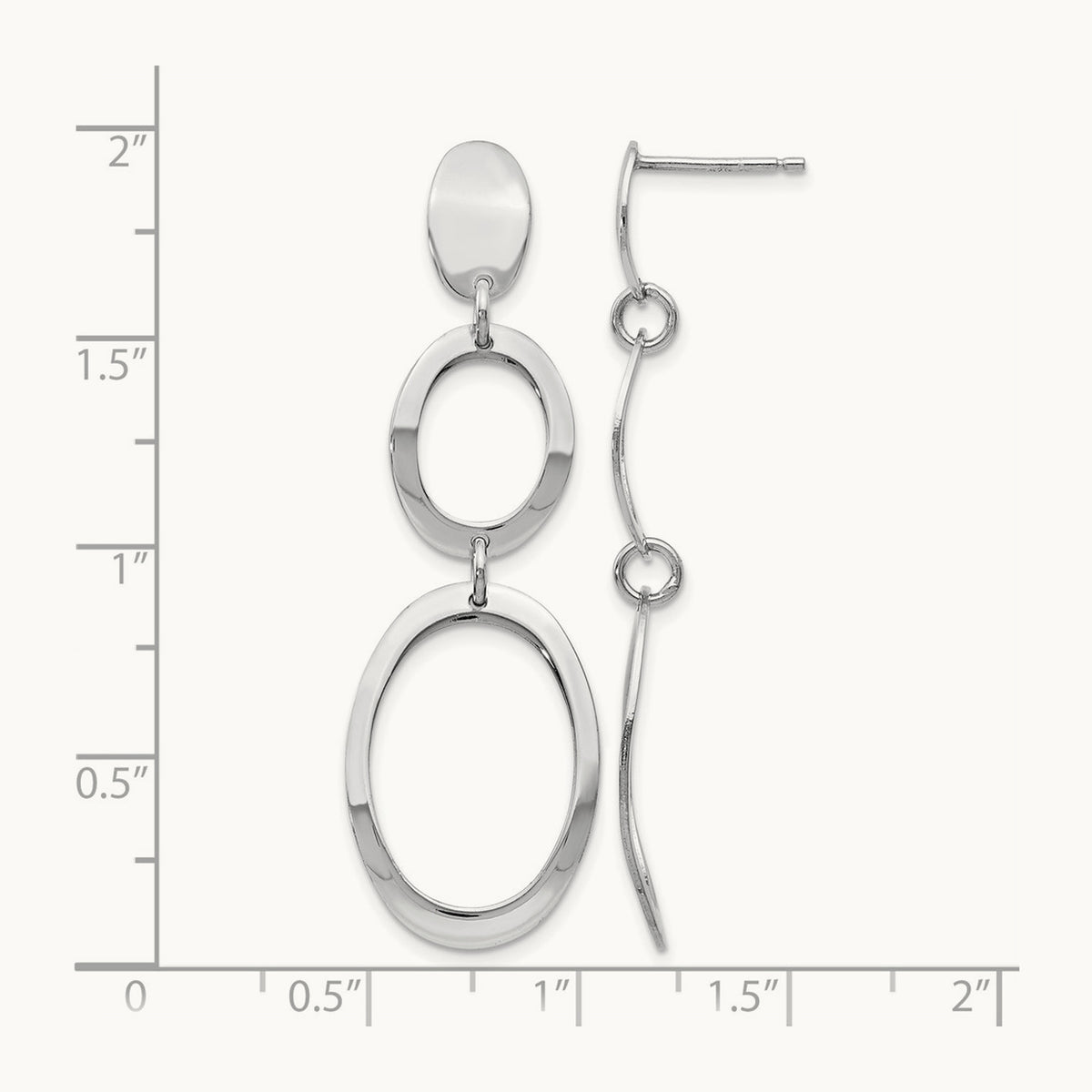 Rhodium-plated Polished Post Dangle Earrings, Sterling Silver — Leslie's