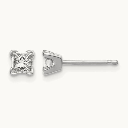 VS Quality Complete Princess Cut Diamond Earrings, 14K White Gold