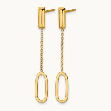 Polished Elongated Oval and Bar Post Dangle Earrings, 14K — Leslie's
