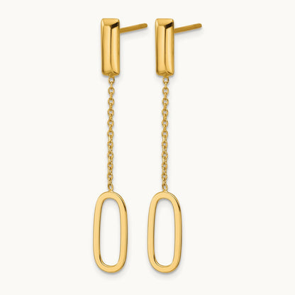 Polished Elongated Oval and Bar Post Dangle Earrings, 14K — Leslie's