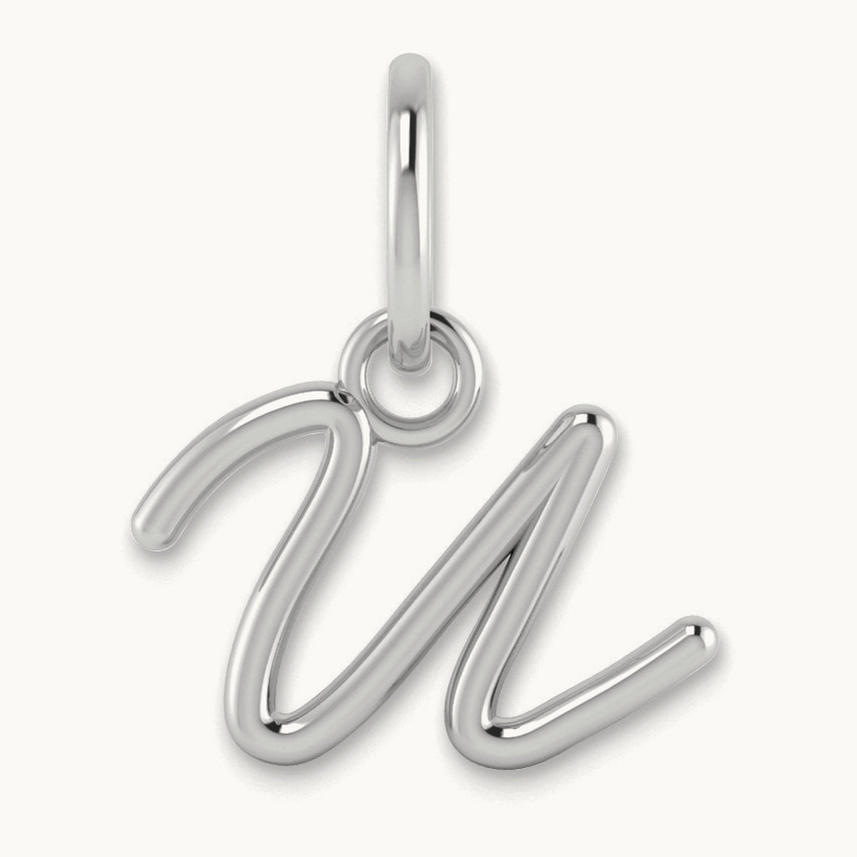 Upper case Initial Charm — 14K White Gold, U