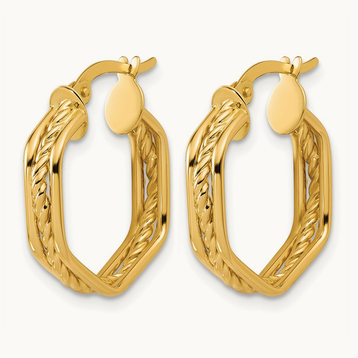 Polished and Twisted Hoop Earrings, 14K — Leslie's