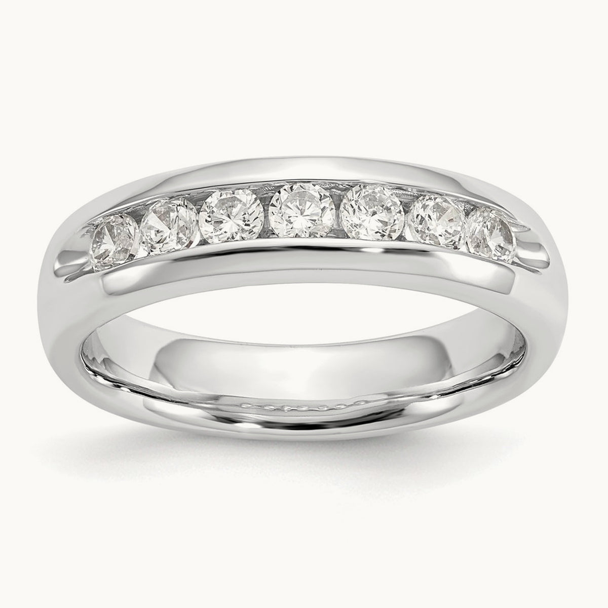 7-Stone Diamond Channel Band, 14K White Gold