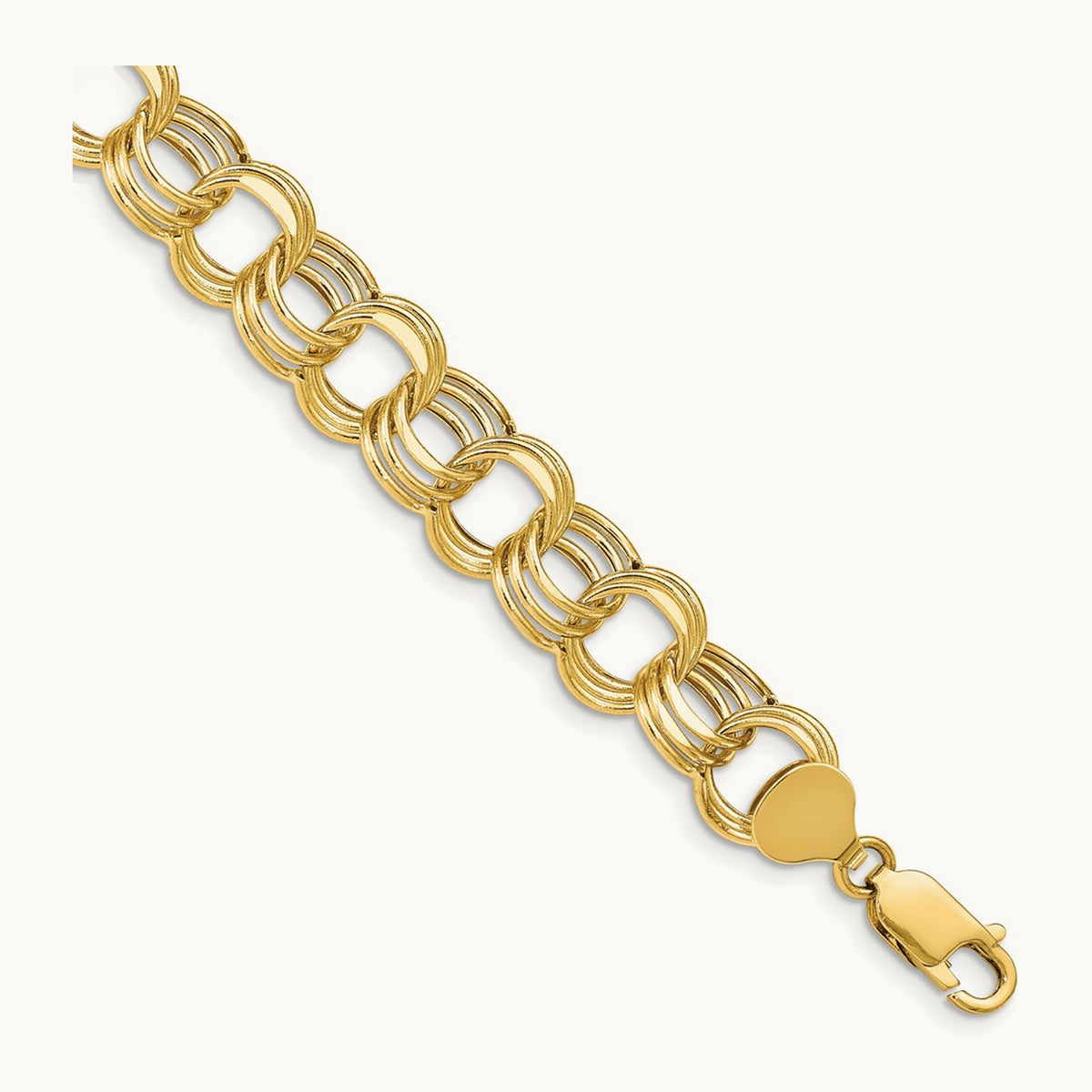Lite Triple Link Charm Bracelet — 14K Yellow Gold, 11mm