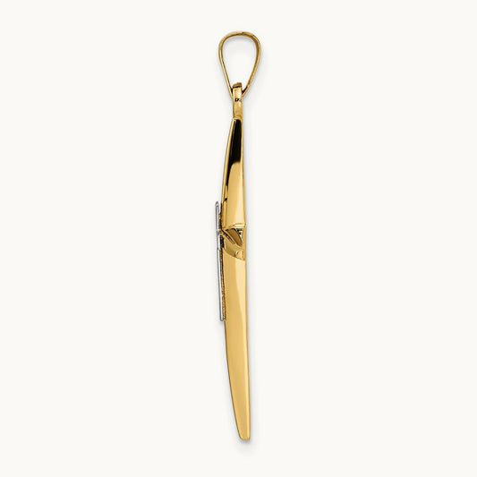 Polished Solid Double Cross Pendant — 34mm
