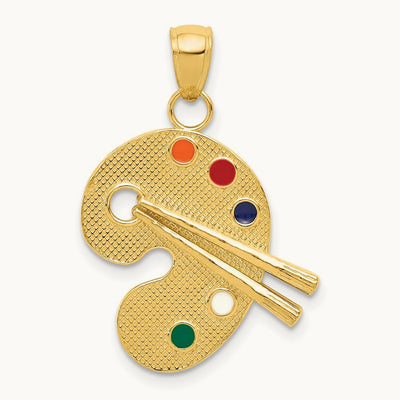 Enameled Artist Palette Pendant, 14K